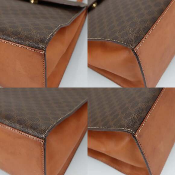 CELINE Macadam Canvas Hand Bag Pvc Leather Brown - Picture 10 of 12